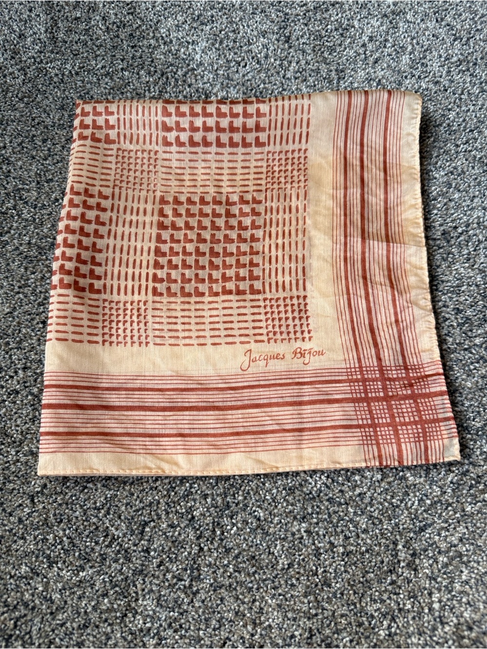 Vintage Jacques Bijou Scarf – Geometric Abstract Print